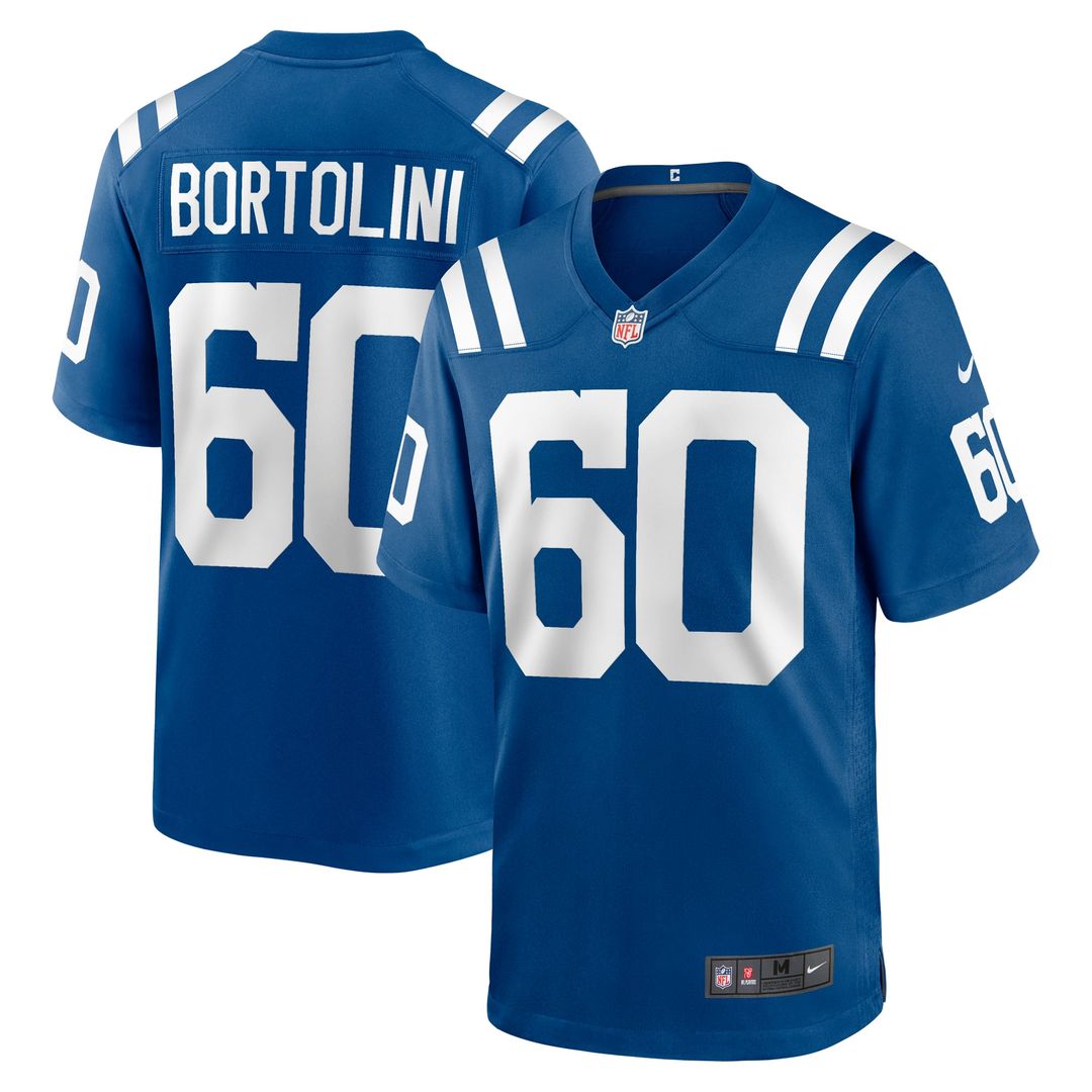Indianapolis Colts Tanor Bortolini Royal Game Jersey product image 1, provided for visual reference and product detail review