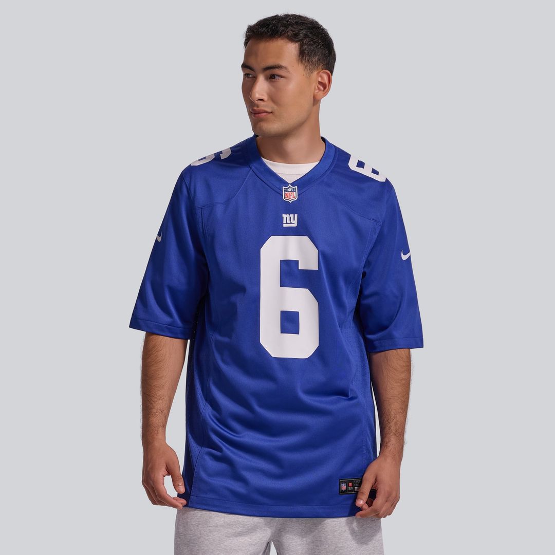 New York Giants Jaxson Dart Royal Team Game Jersey product image 2, provided for visual reference and product detail review