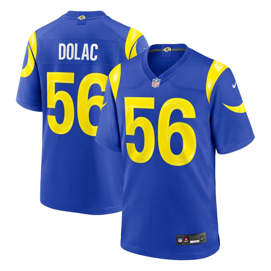 Los Angeles Rams Shaun Dolac Royal Team Game Jersey product image 1, provided for visual reference and product detail review