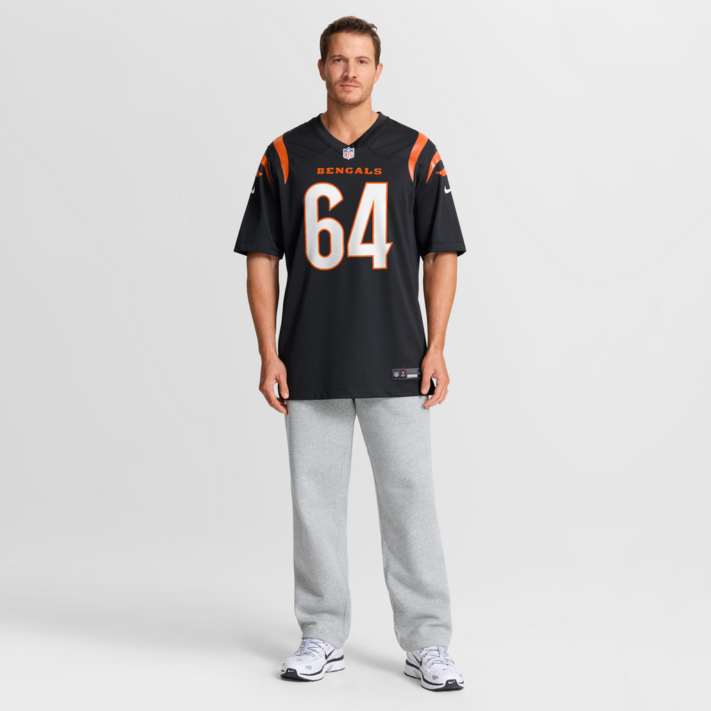Cincinnati Bengals Ted Karras Black Game Player Jersey product image 7, provided for visual reference and product detail