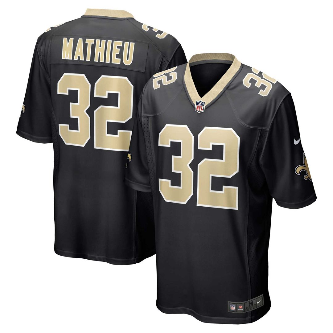 New Orleans Saints Tyrann Mathieu Black Game Jersey product image 1, provided for visual reference and product detail review