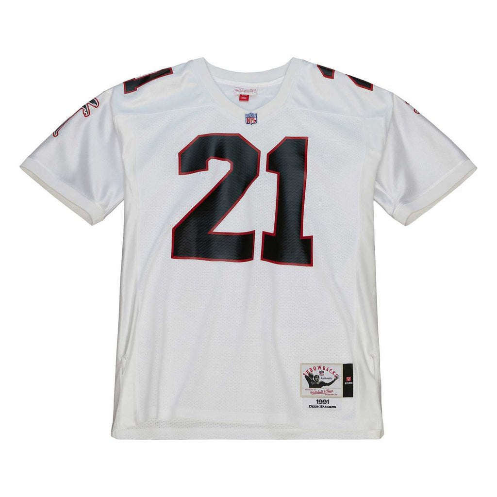 Atlanta Falcons 1991 Deion Sanders White Authentic Throwback Retired Player Jersey product image 2, provided for visual