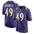 Baltimore Ravens Jay Higgins IV Purple Team Game Jersey product image 1, provided for visual reference and product detail