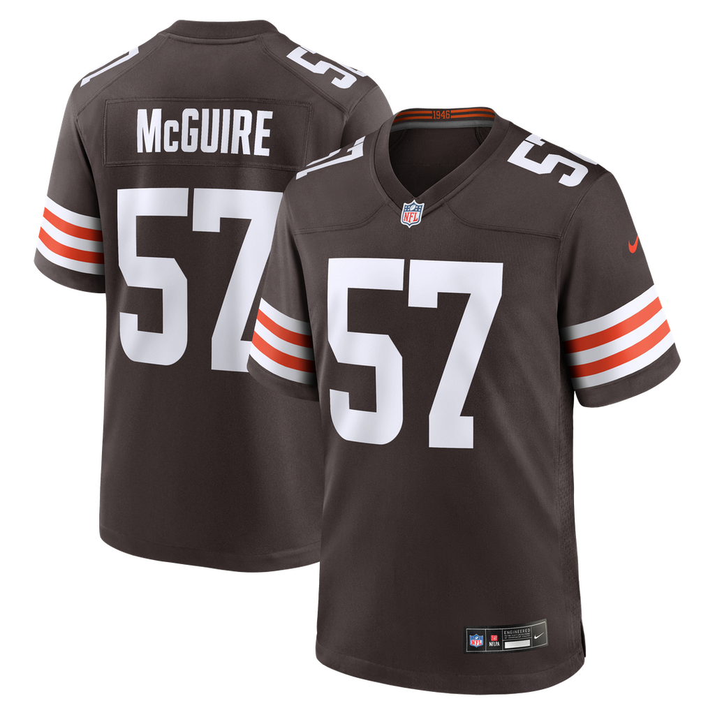 Cleveland Browns Isaiah McGuire Brown Team Game Jersey product image 1, provided for visual reference and product detail