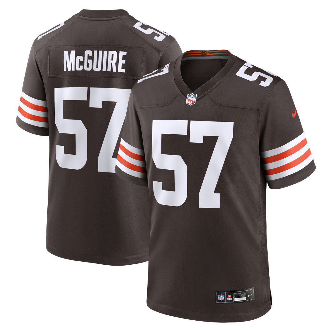 Cleveland Browns Isaiah McGuire Brown Team Game Jersey product image 1, provided for visual reference and product detail