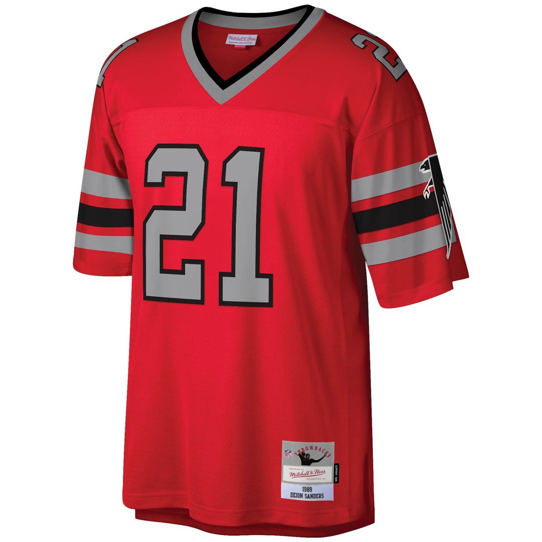 Atlanta Falcons Deion Sanders Red Legacy Replica Jersey product image 2, provided for visual reference and product detail