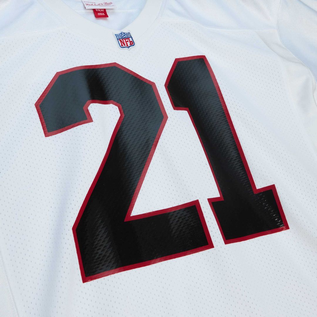 Atlanta Falcons 1991 Deion Sanders White Authentic Throwback Retired Player Jersey product image 4, provided for visual