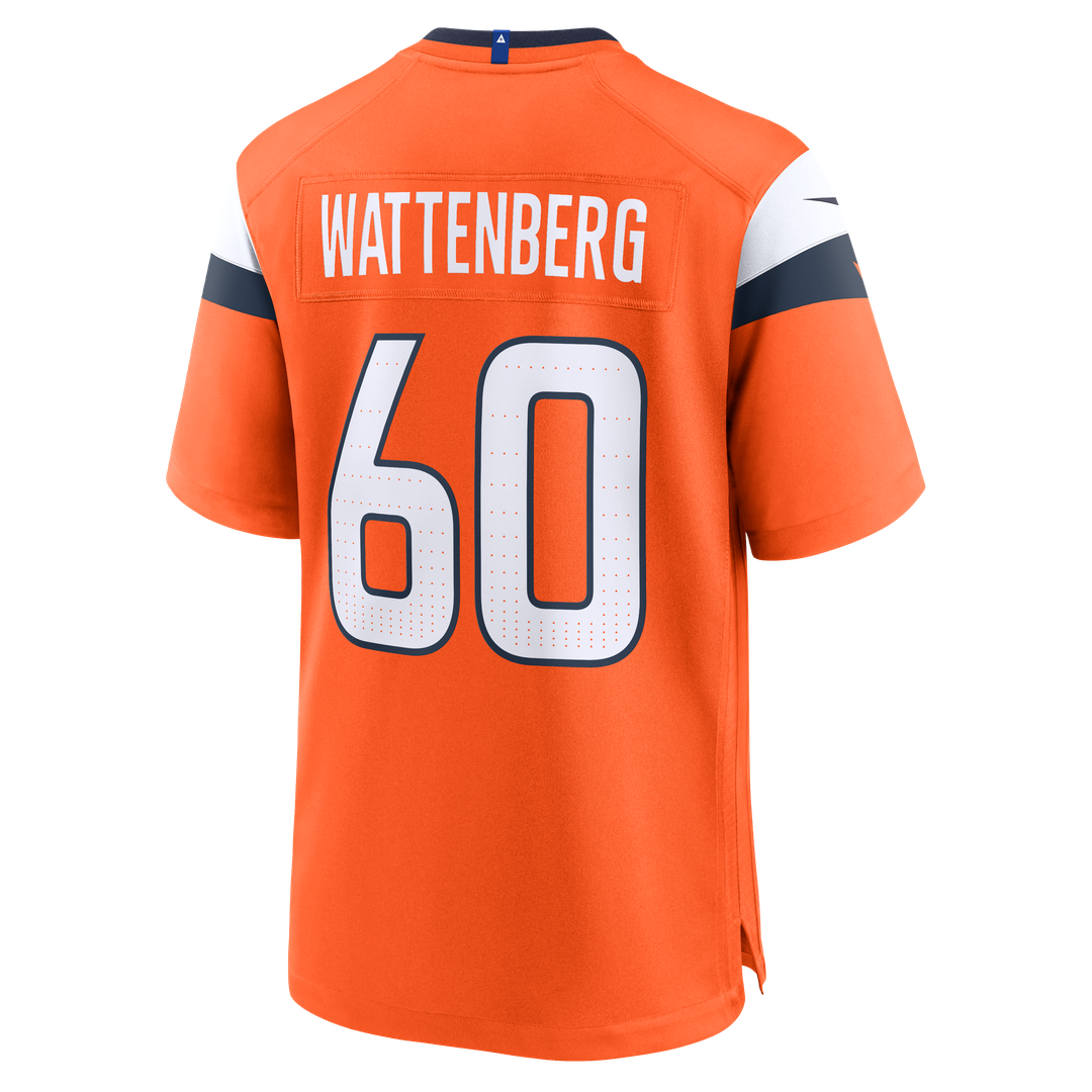 Denver Broncos Luke Wattenberg Orange Team Game Jersey product image 3, provided for visual reference and product detail