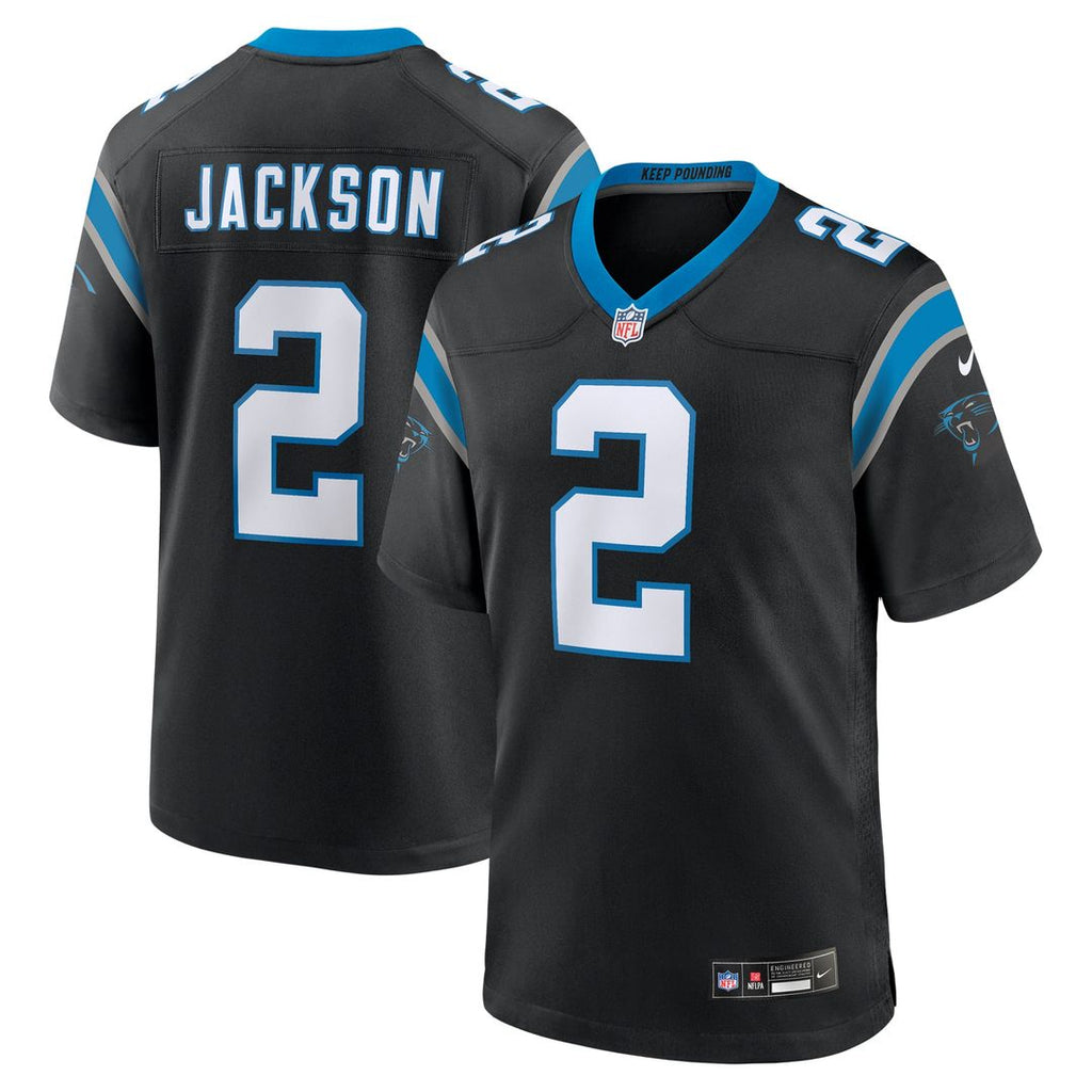 Carolina Panthers Mike Jackson Black Game Jersey product image 1, provided for visual reference and product detail review