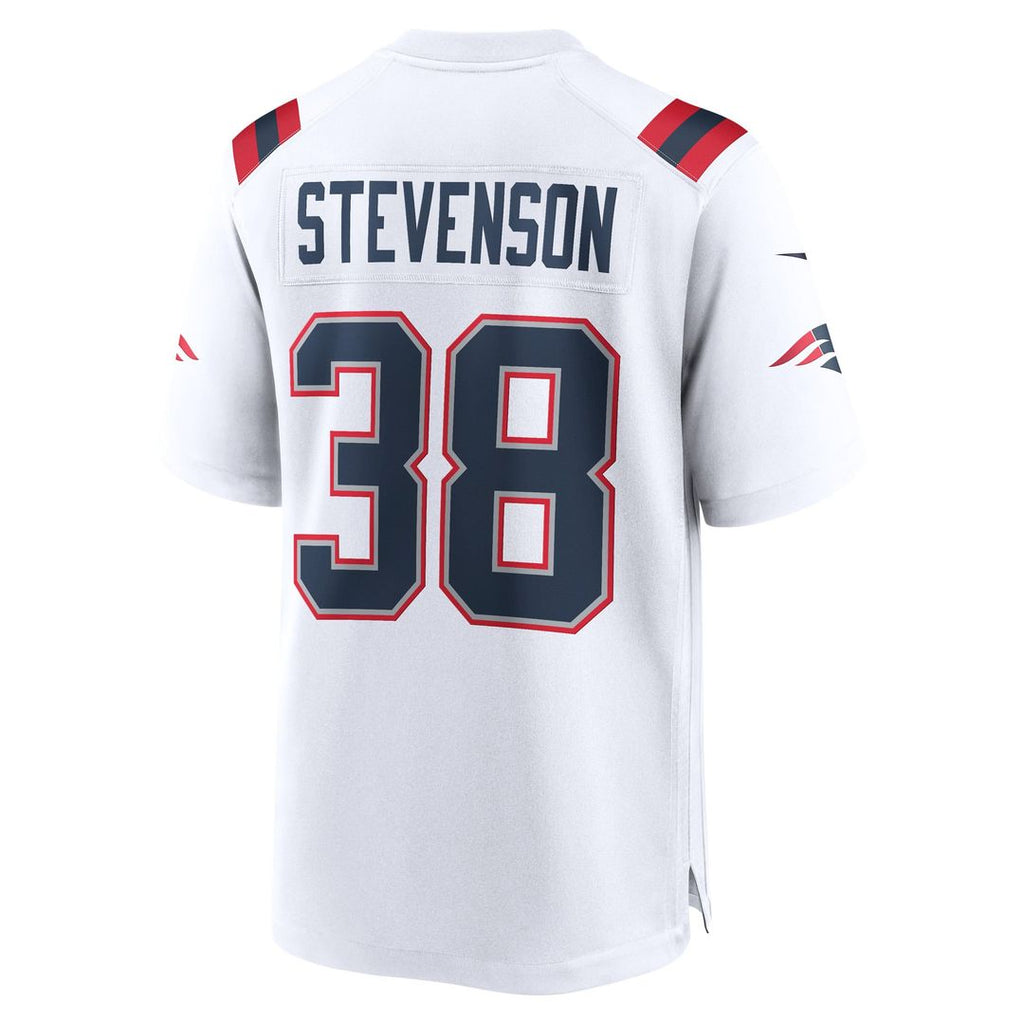 New England Patriots Rhamondre Stevenson White Game Player Jersey product image 3, provided for visual reference and product