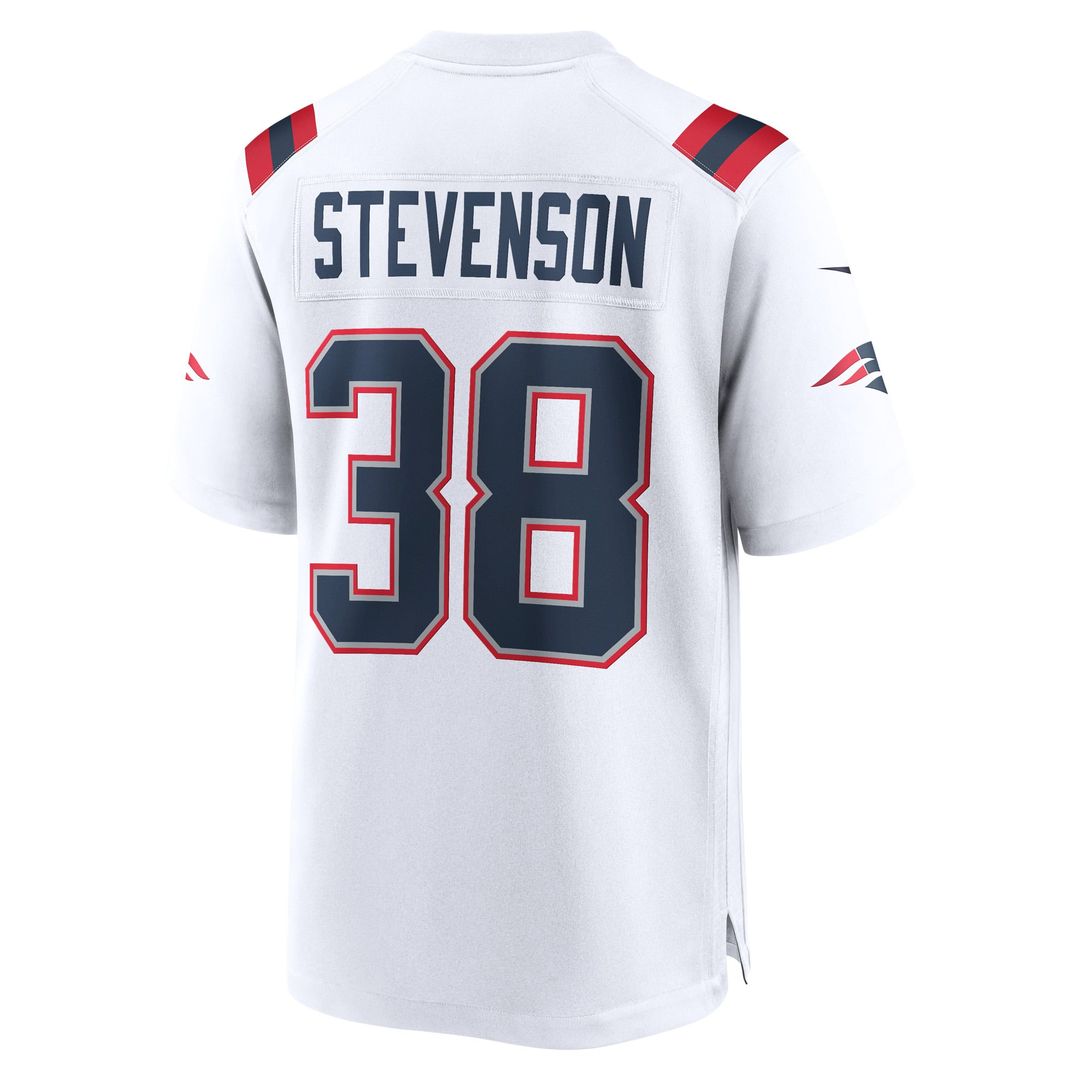 New England Patriots Rhamondre Stevenson White Game Player Jersey product image 3, provided for visual reference and product