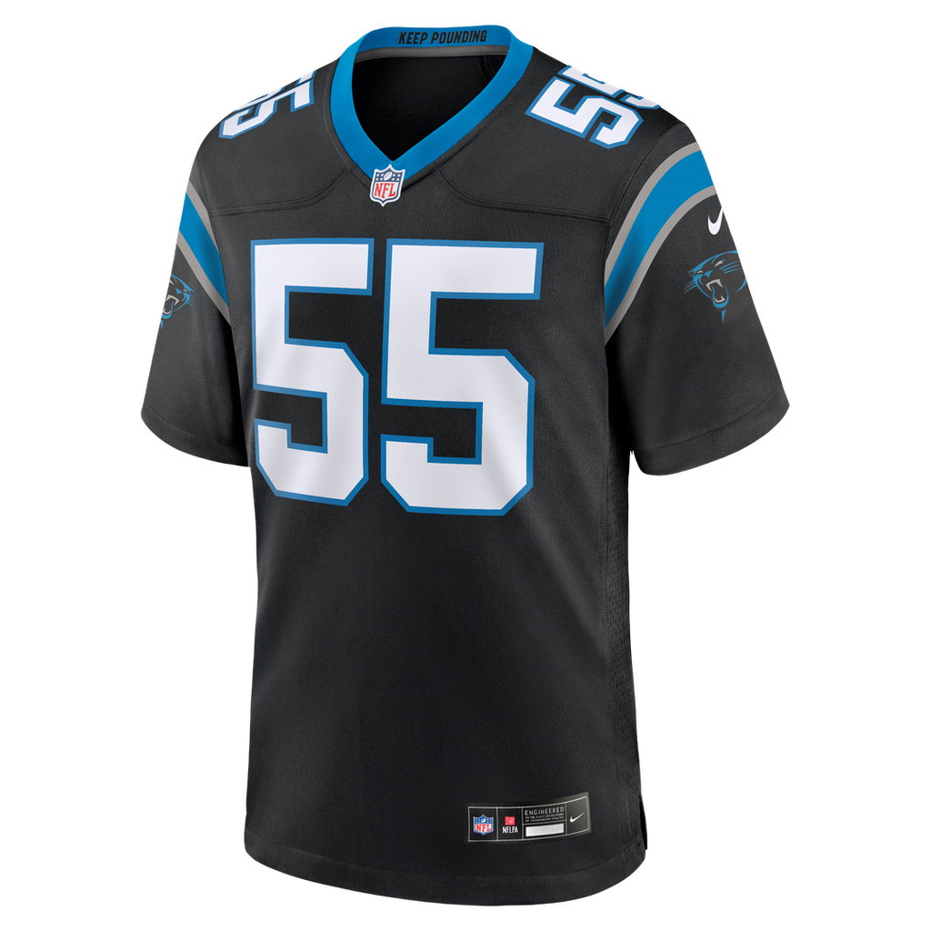 Carolina Panthers Devin Lloyd Black Team Game Jersey product image 2, provided for visual reference and product detail review