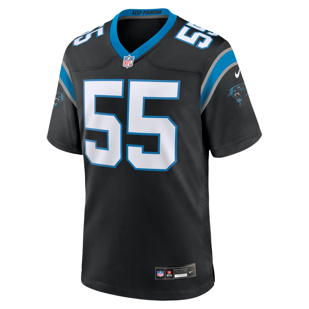 Carolina Panthers Devin Lloyd Black Team Game Jersey product image 2, provided for visual reference and product detail review
