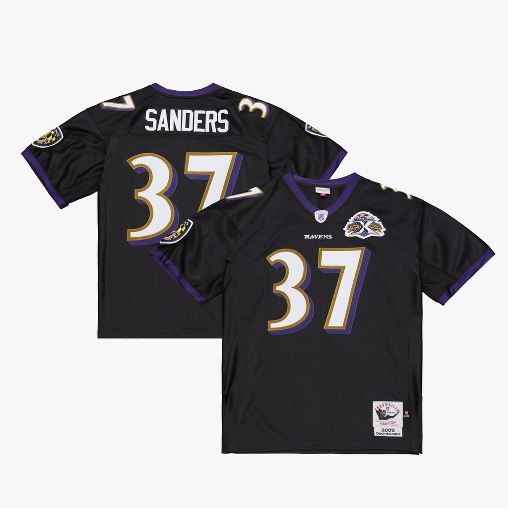 Baltimore Ravens Deion Sanders Black 2005 Authentic Throwback Jersey product image 1, provided for visual reference and