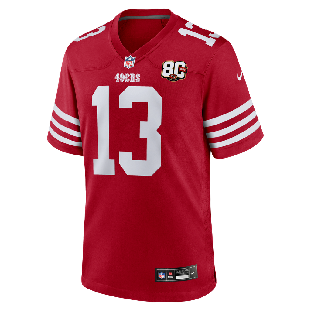 San Francisco 49ers Brock Purdy White 80th Anniversary Game Jersey product image 12, provided for visual reference and
