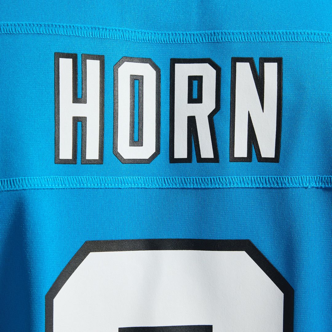 Carolina Panthers Jaycee Horn Blue Alternate Game Jersey product image 12, provided for visual reference and product detail
