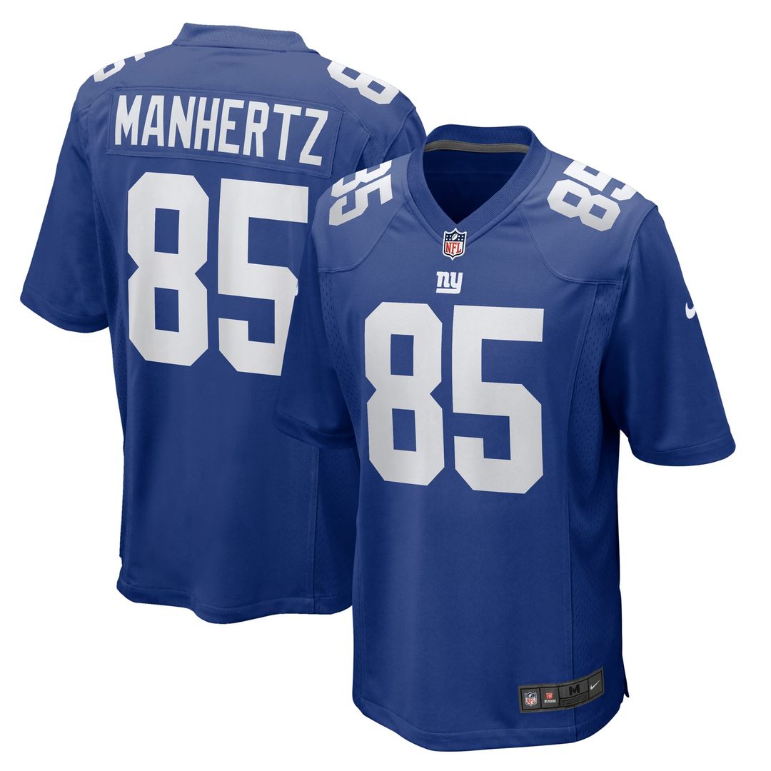 New York Giants Chris Manhertz Royal Team Game Jersey product image 1, provided for visual reference and product detail