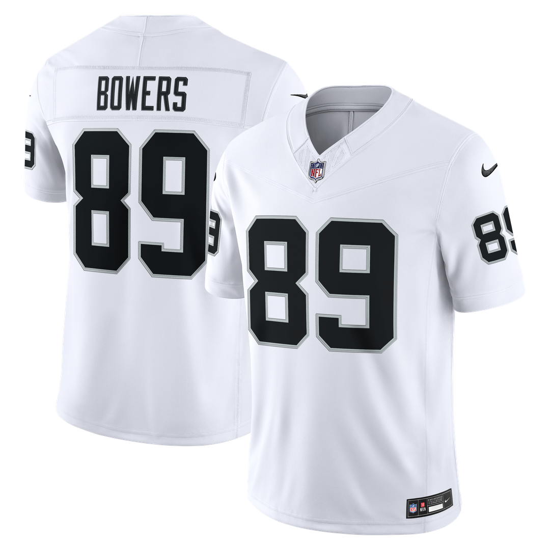 Las Vegas Raiders Brock Bowers White Vapor F.U.S.E. Stitched Limited Jersey product image 1, provided for visual reference