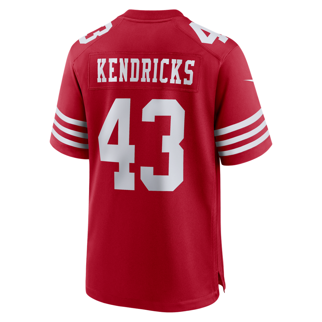 San Francisco 49ers Eric Kendricks Scarlet Team Game Jersey product image 3, provided for visual reference and product
