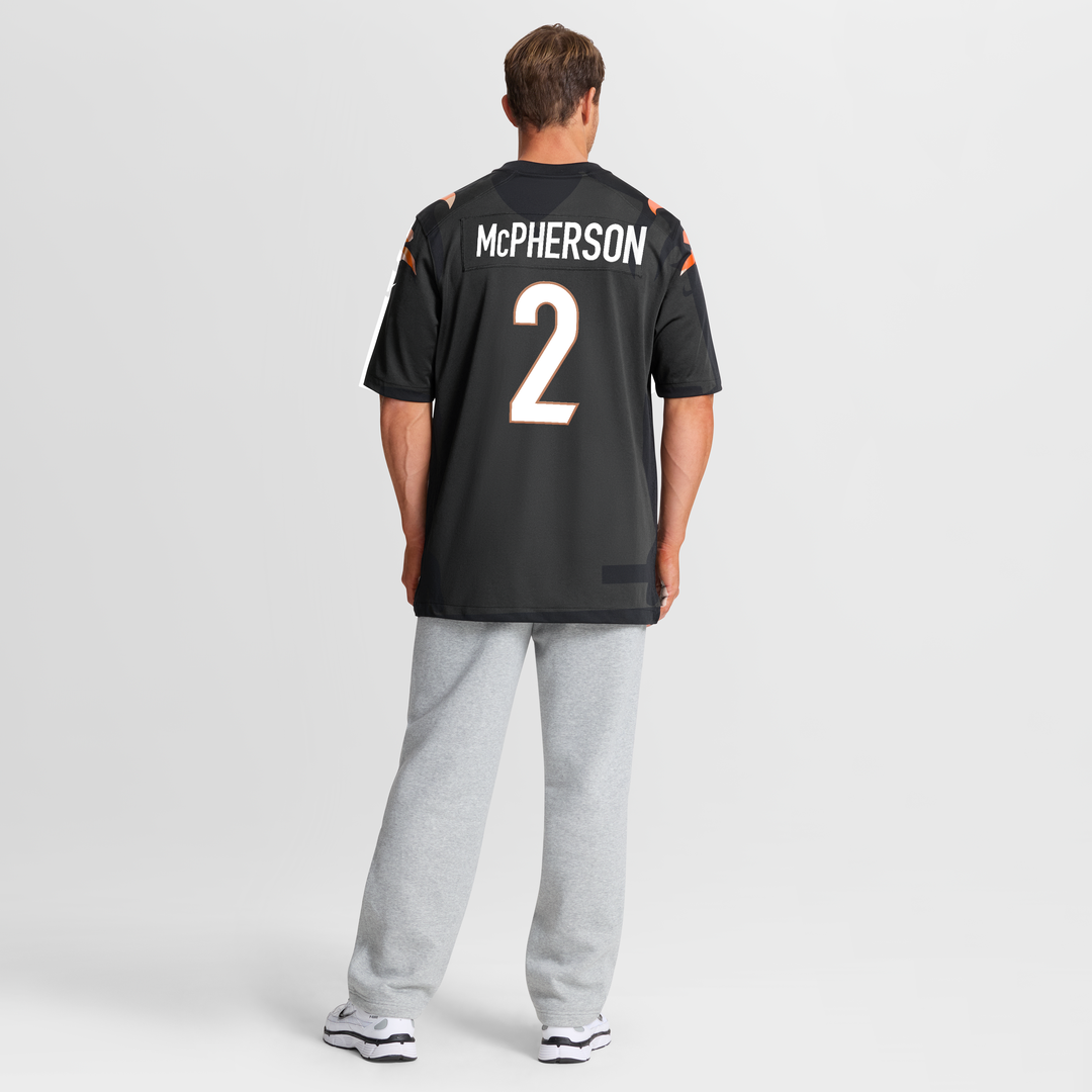 Cincinnati Bengals Evan McPherson Black Game Jersey product image 8, provided for visual reference and product detail review