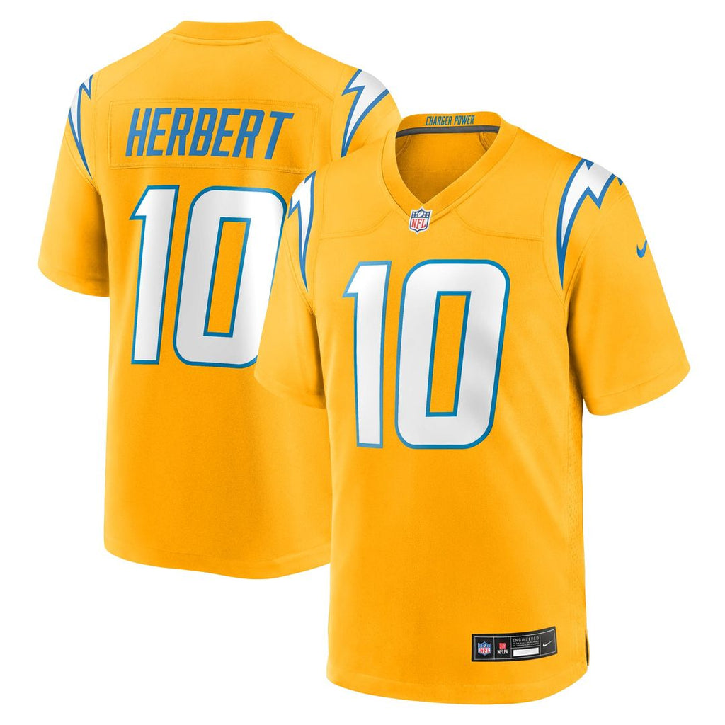 Los Angeles Chargers Justin Herbert Gold Alternate Charger Power Game Player Jersey product image 4, provided for visual