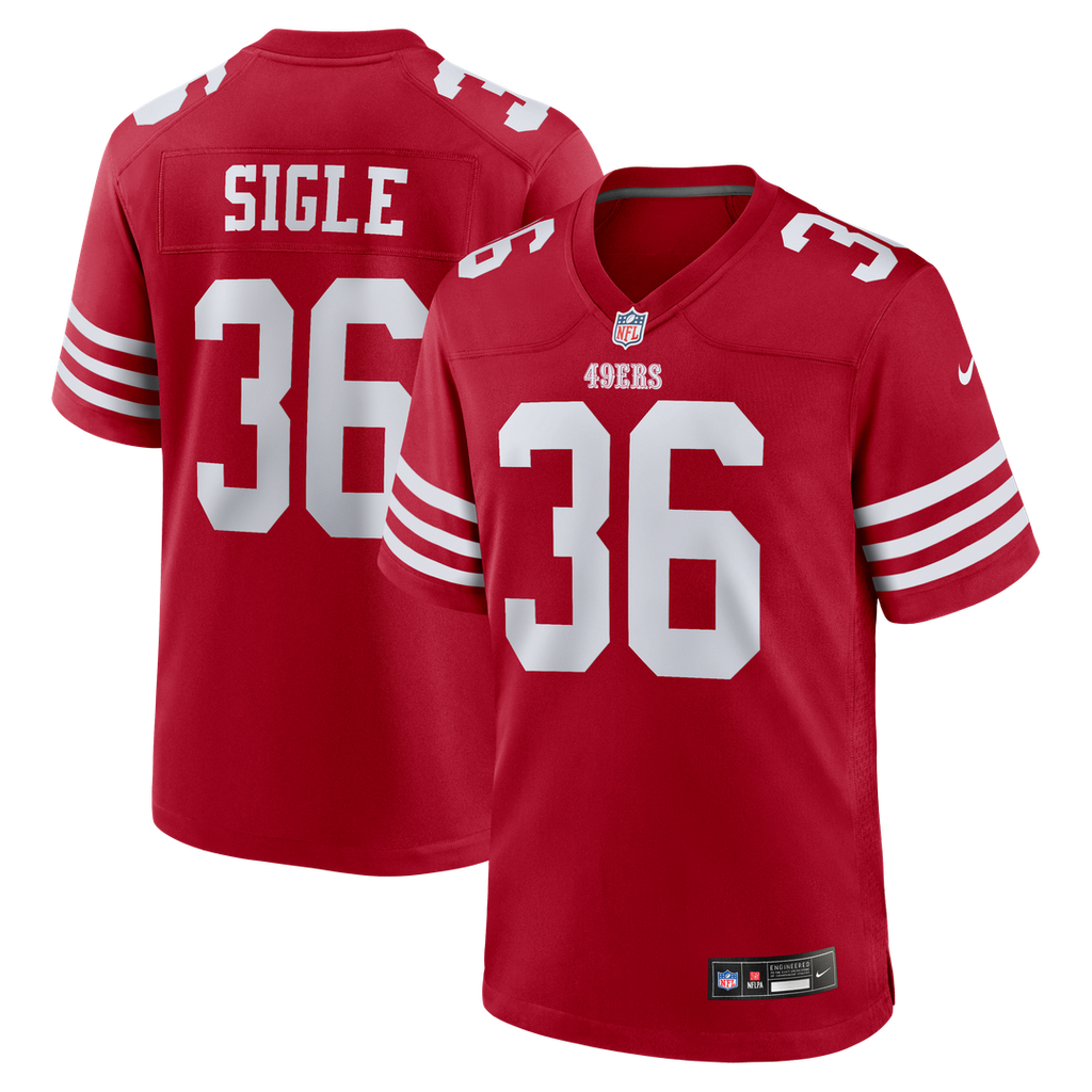San Francisco 49ers Marques Sigle Scarlet Team Game Jersey product image 1, provided for visual reference and product detail