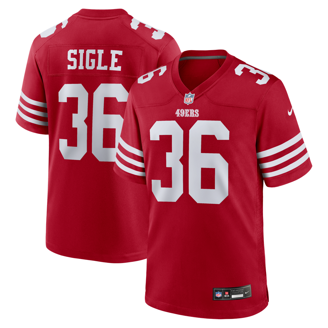 San Francisco 49ers Marques Sigle Scarlet Team Game Jersey product image 1, provided for visual reference and product detail