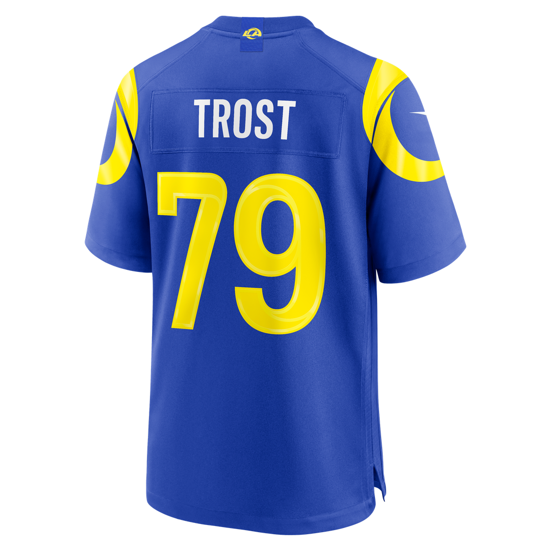 Los Angeles Rams Keagen Trost Royal Team Game Jersey product image 3, provided for visual reference and product detail review