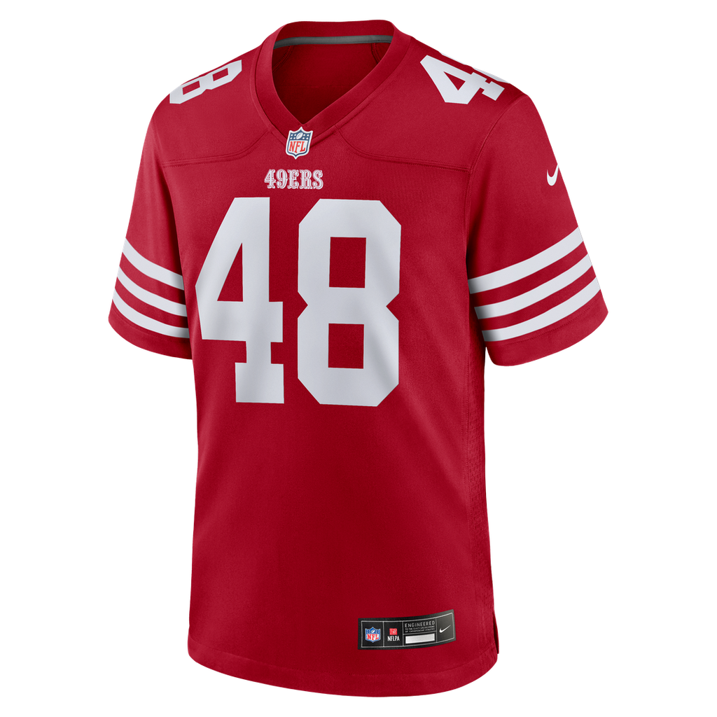 San Francisco 49ers Tatum Bethune Scarlet Game Jersey product image 2, provided for visual reference and product detail