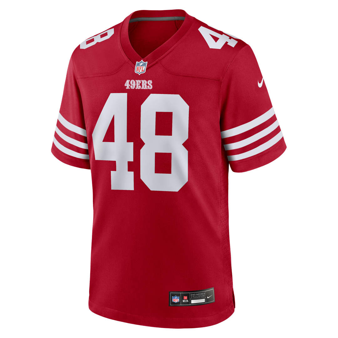 San Francisco 49ers Tatum Bethune Scarlet Game Jersey product image 2, provided for visual reference and product detail