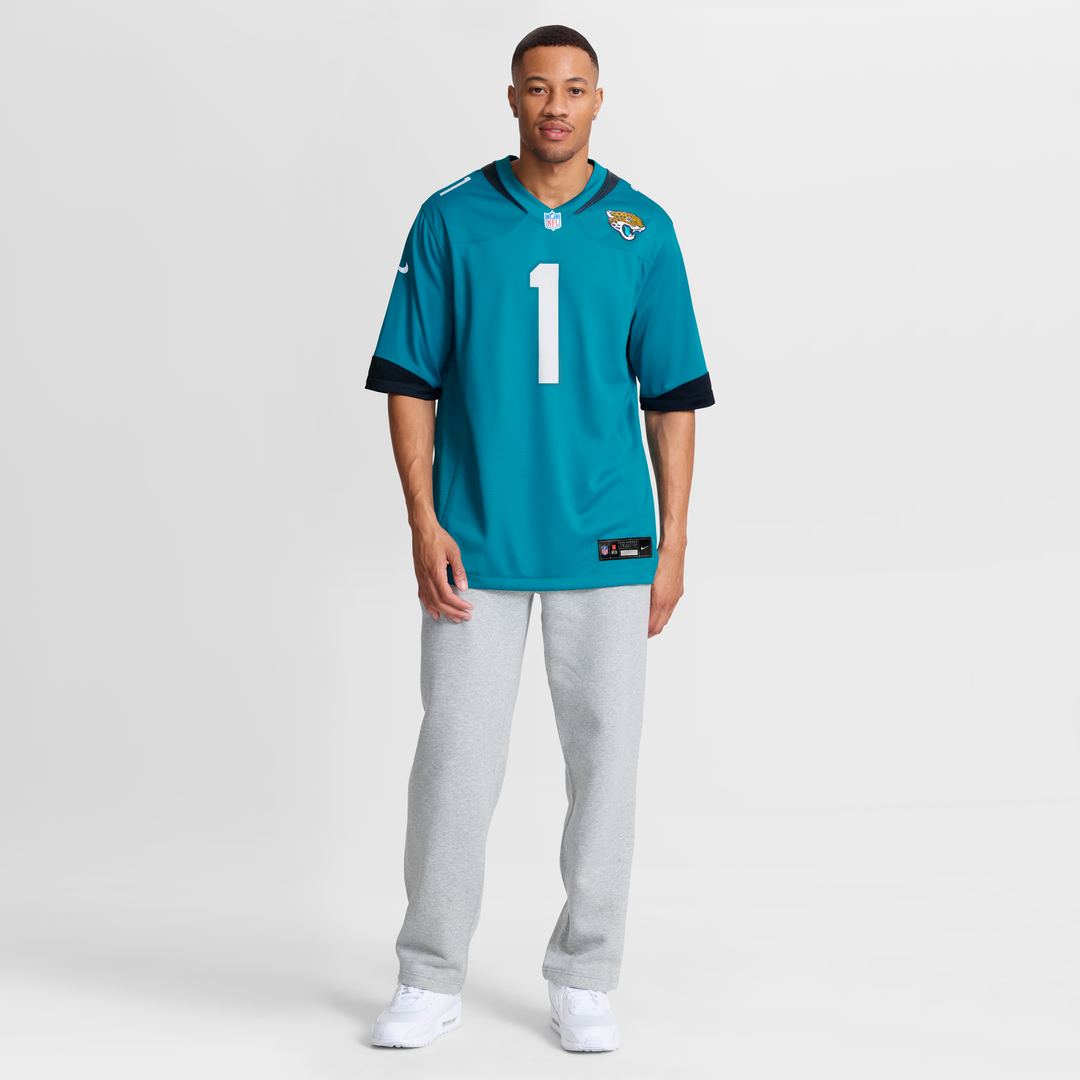Jacksonville Jaguars Number 1 Dad Teal Game Jersey product image 7, provided for visual reference and product detail review