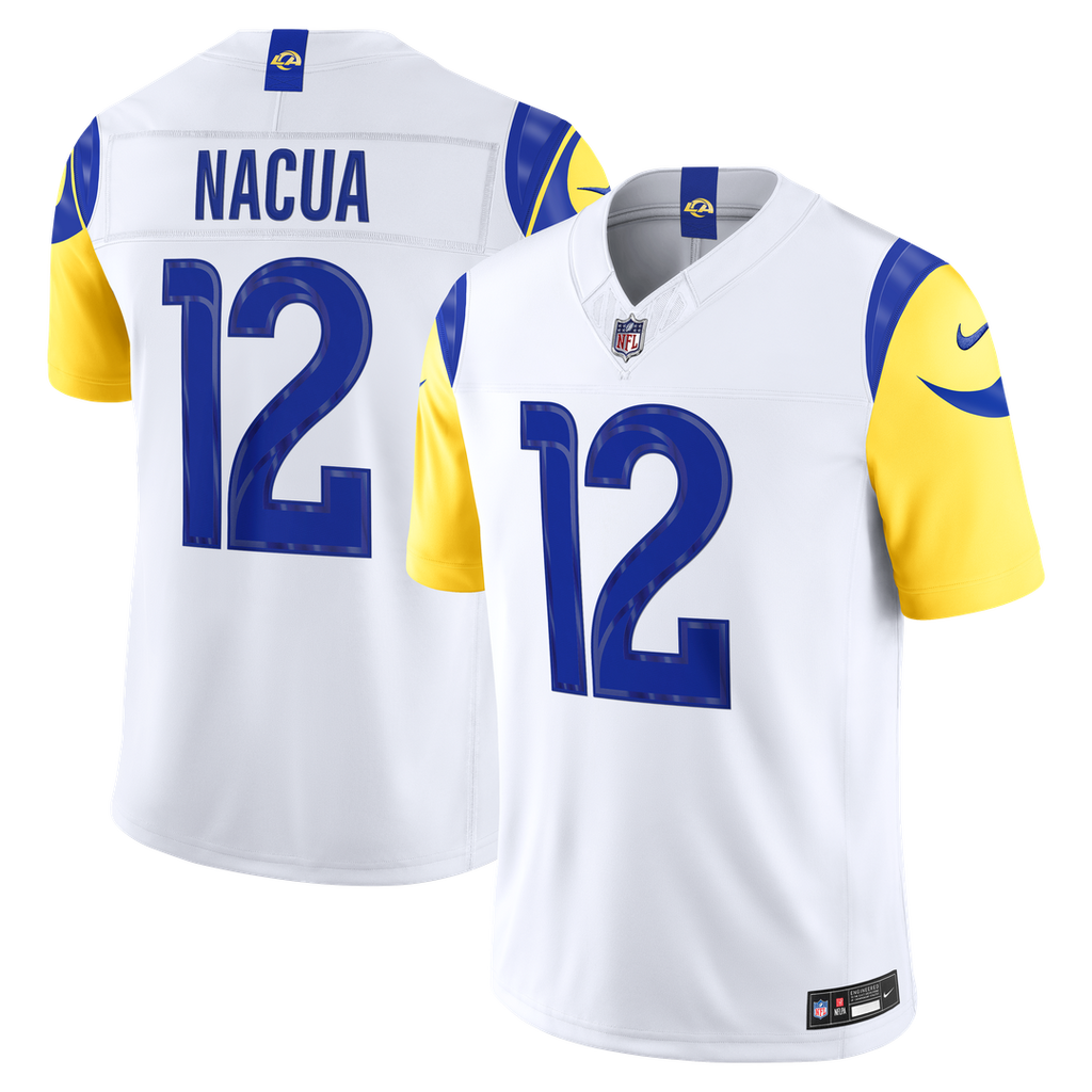 Los Angeles Rams Puka Nacua White Vapor F.U.S.E. Stitched Limited Jersey product image 10, provided for visual reference and