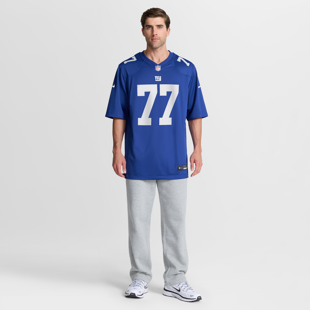 New York Giants Daniel Faalele Royal Team Game Jersey product image 2, provided for visual reference and product detail