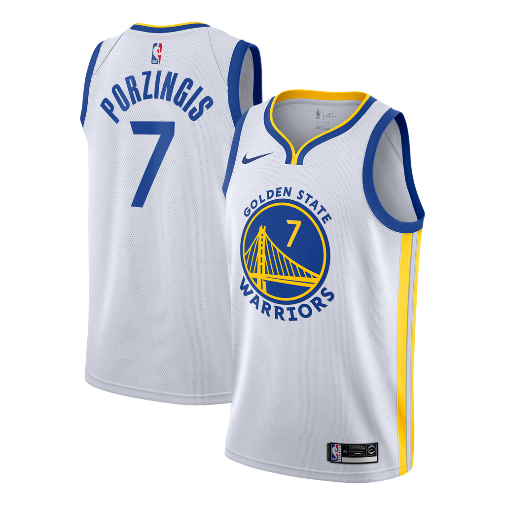 Kristaps Porziņģis Golden State Warriors Association Edition Swingman Jersey - White - Youth product image 2, provided for