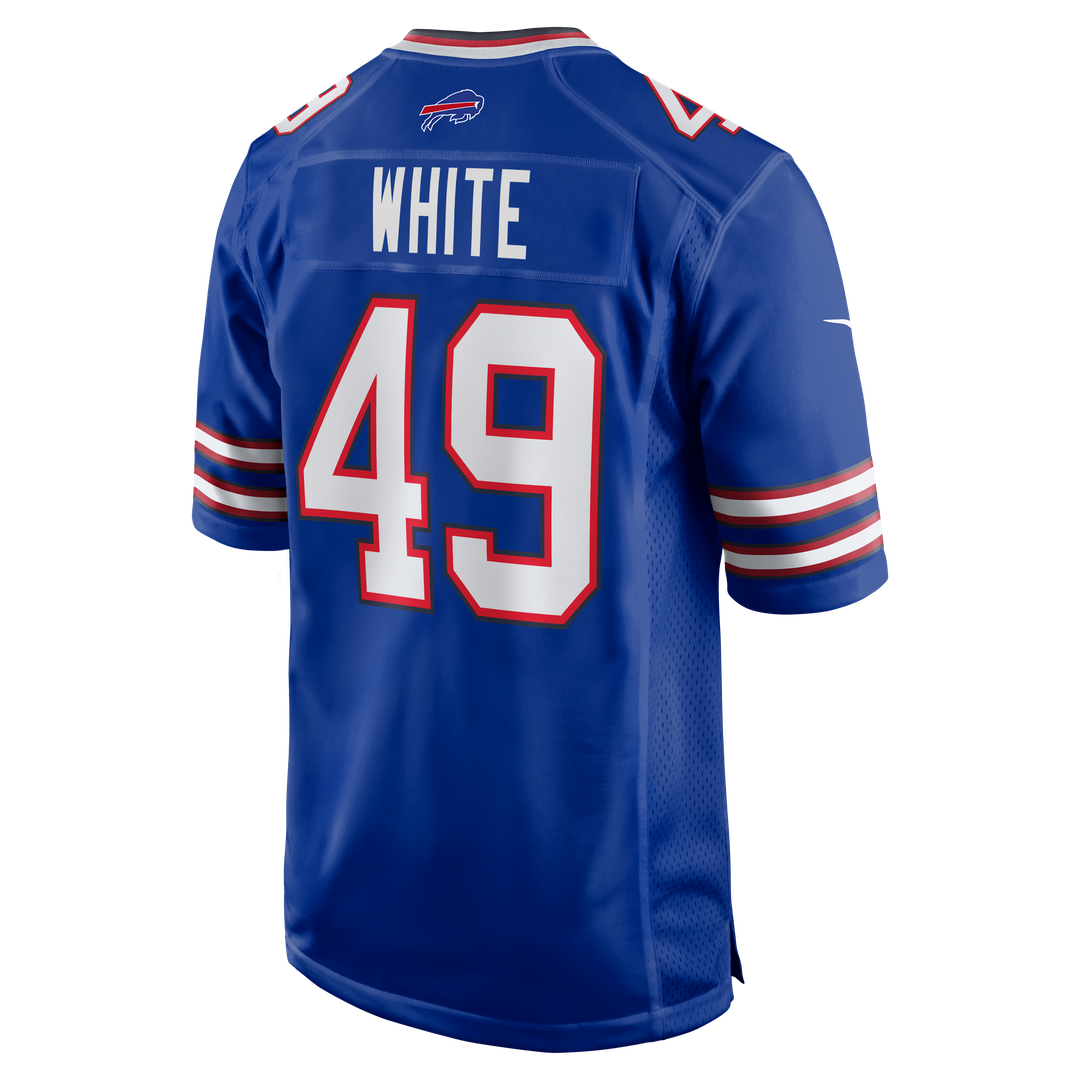 Buffalo Bills DaShaun White Royal Team Game Jersey product image 3, provided for visual reference and product detail review