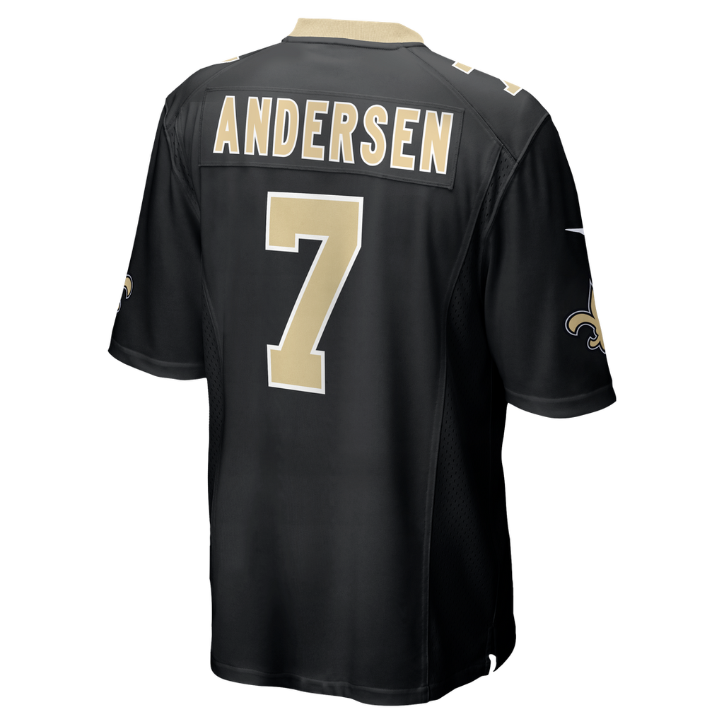 New Orleans Saints Morten Andersen Black Game Retired Player Jersey product image 3, provided for visual reference and