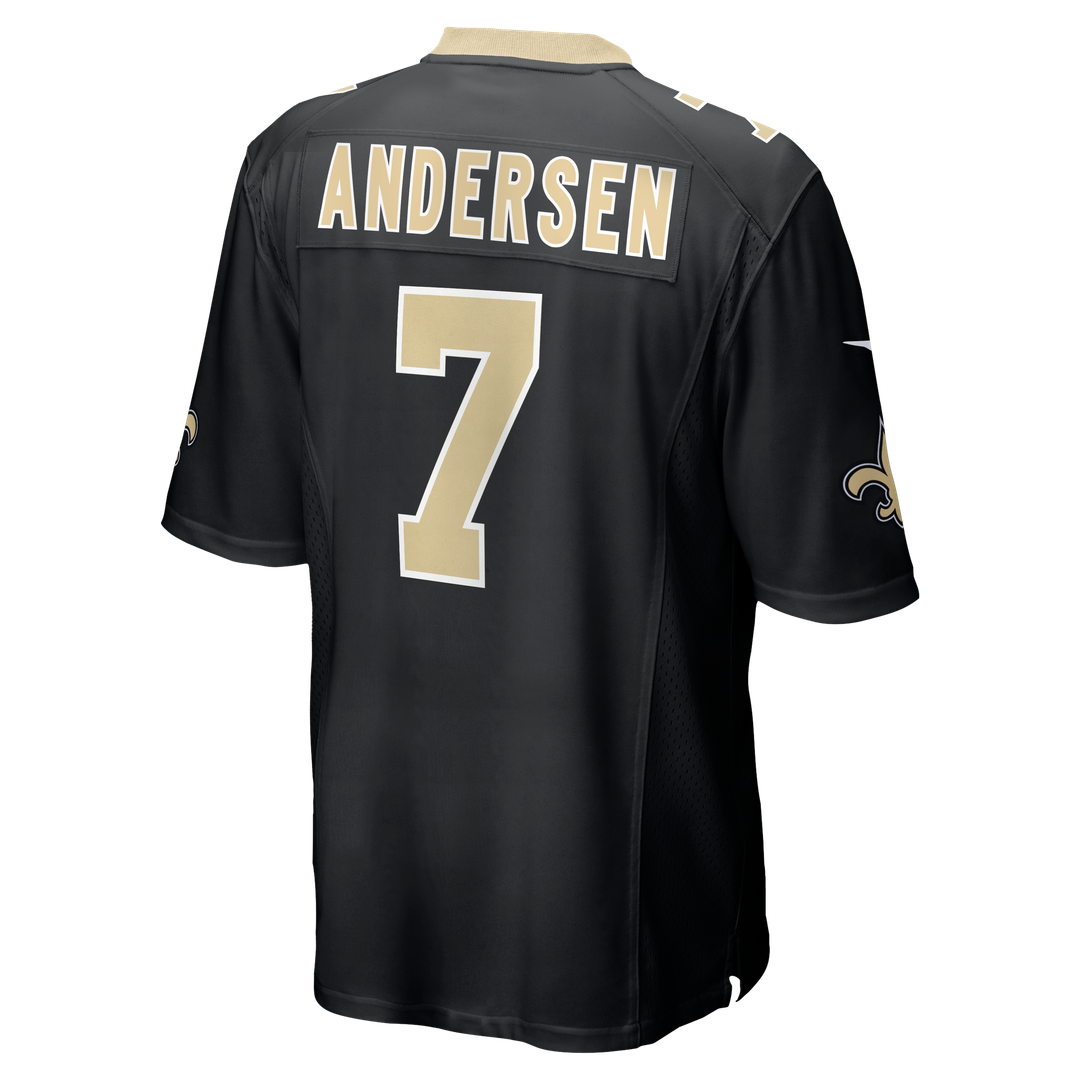 New Orleans Saints Morten Andersen Black Game Retired Player Jersey product image 3, provided for visual reference and