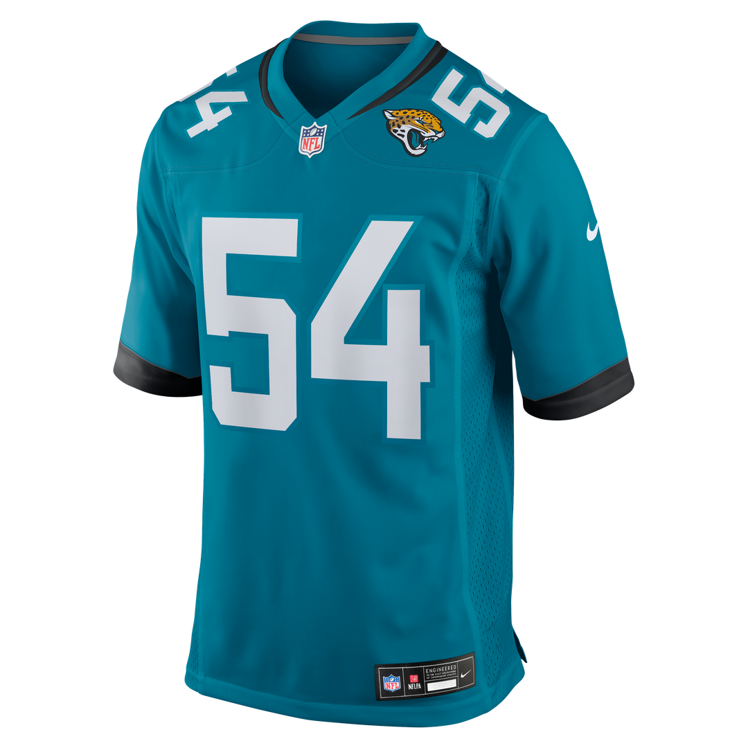 Jacksonville Jaguars Jack Kiser Teal Team Game Jersey product image 2, provided for visual reference and product detail