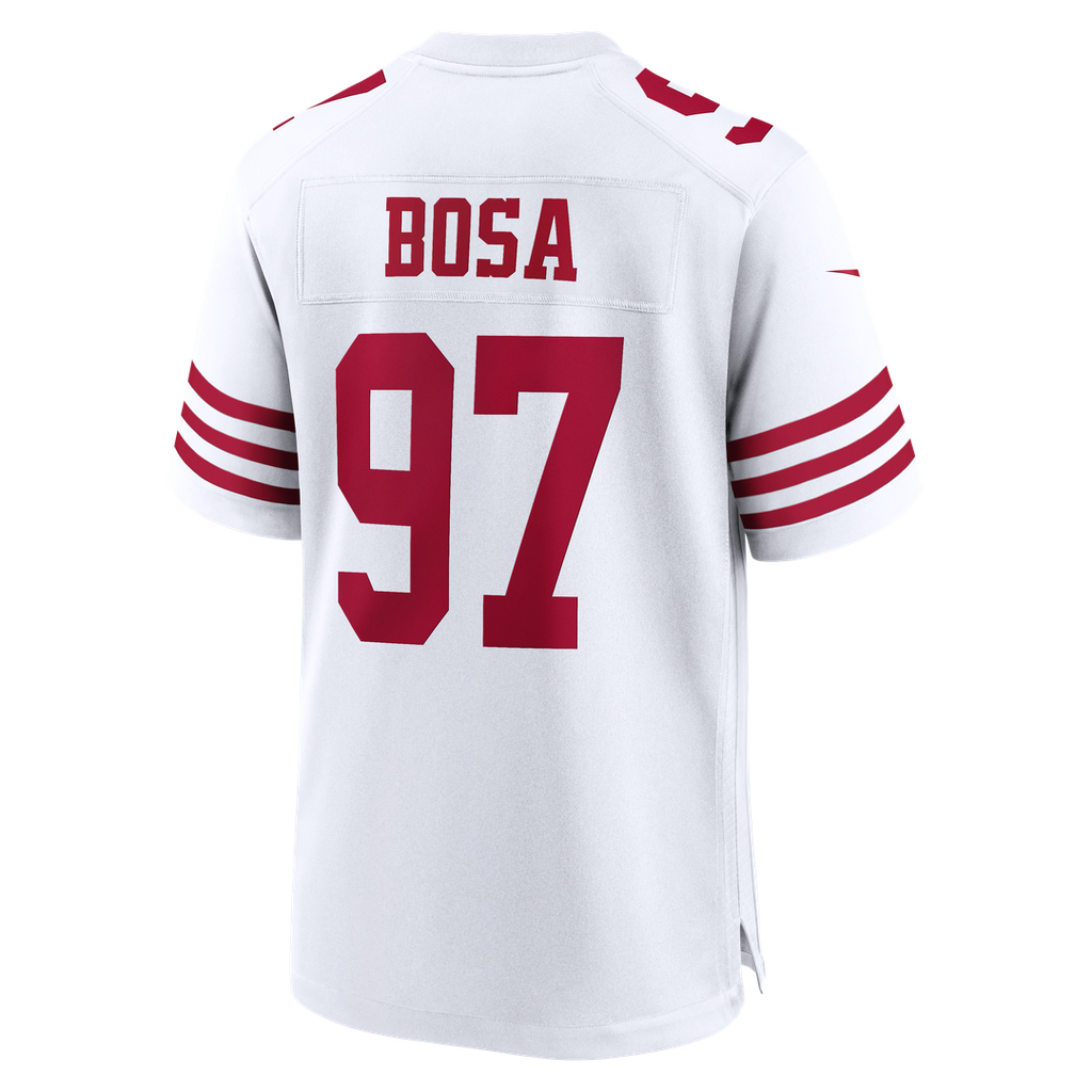San Francisco 49ers Nick Bosa Scarlet 80th Anniversary Game Jersey product image 23, provided for visual reference and
