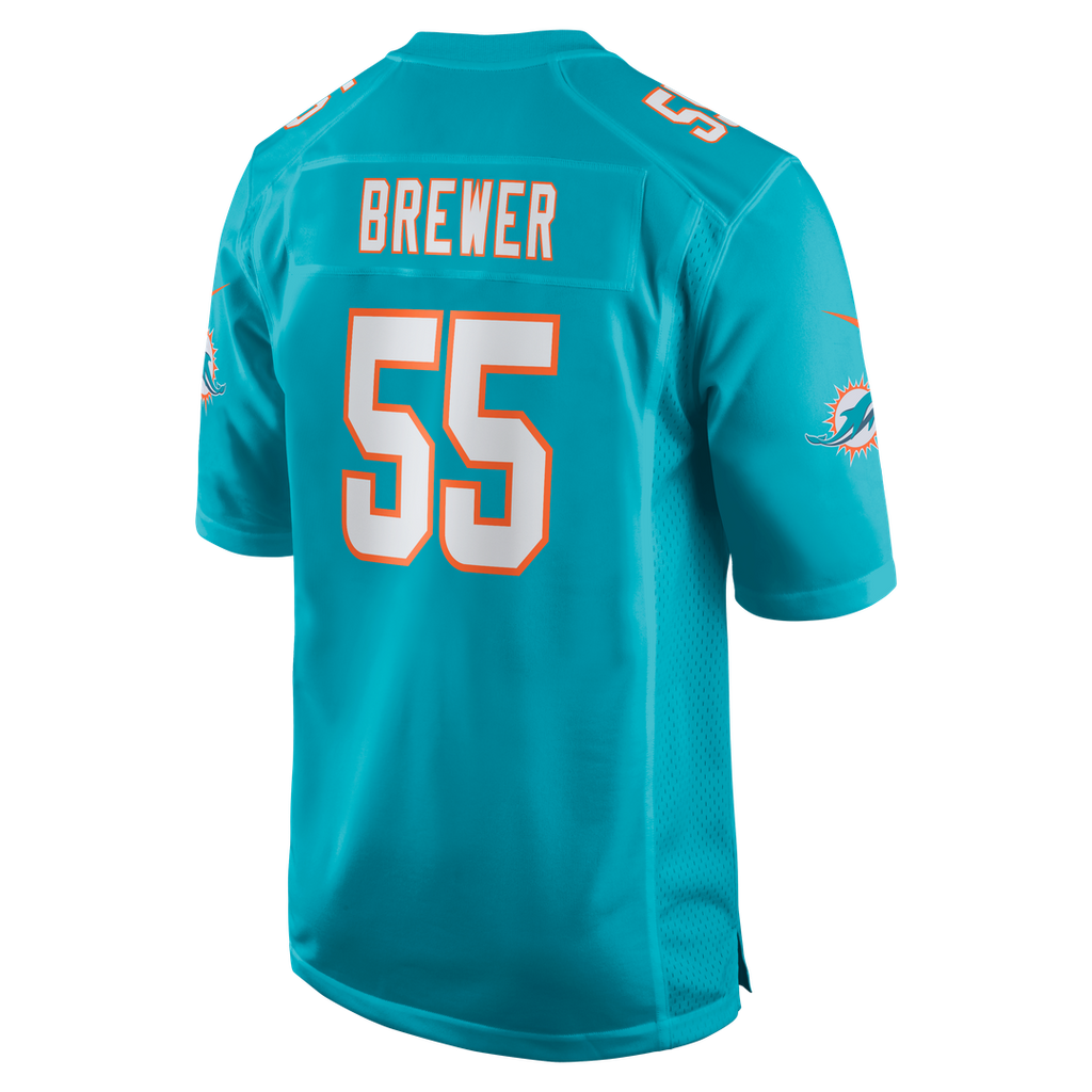 Miami Dolphins Aaron Brewer Aqua Game Jersey product image 3, provided for visual reference and product detail review