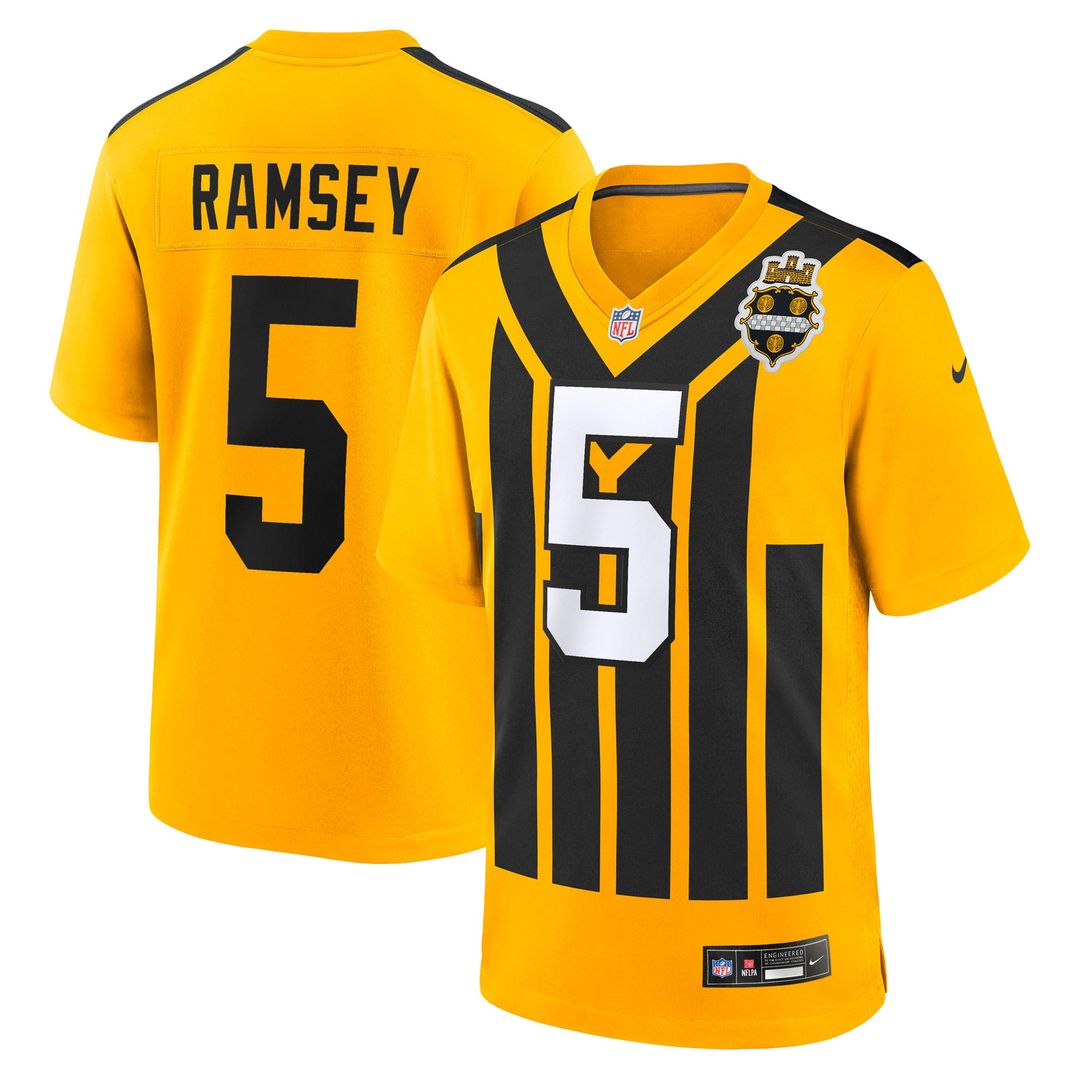 Pittsburgh Steelers Jalen Ramsey Gold Alternate 1933 Throwback Game Jersey product image 1, provided for visual reference
