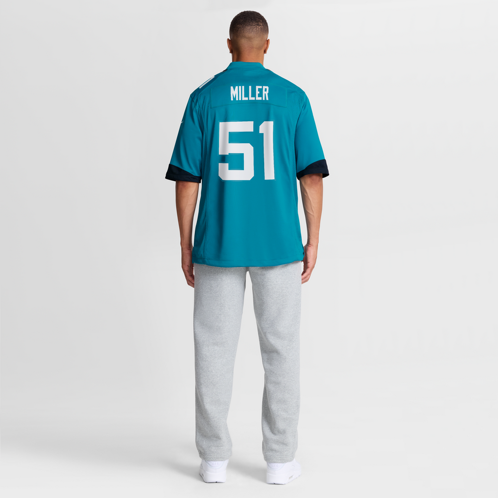 Jacksonville Jaguars Ventrell Miller Teal Game Jersey product image 8, provided for visual reference and product detail