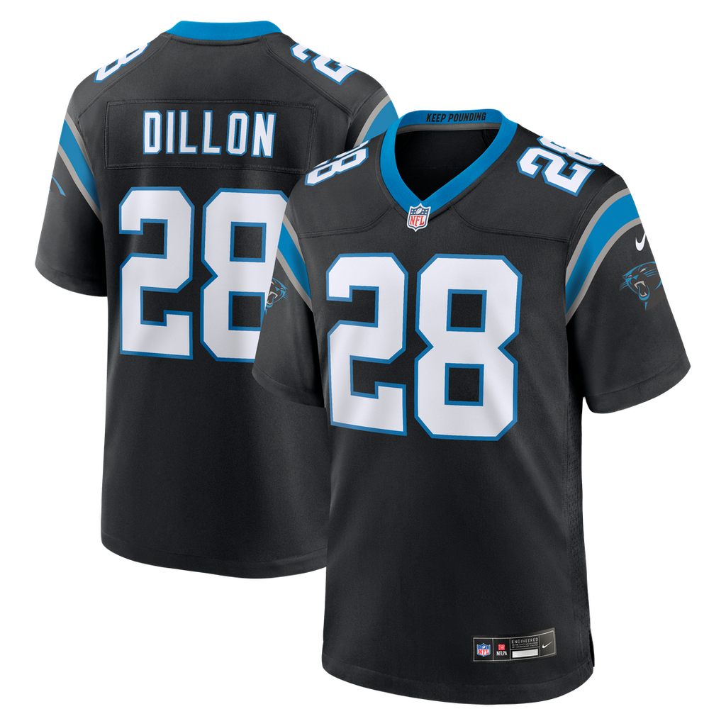 Carolina Panthers AJ Dillon Black Team Game Jersey product image 1, provided for visual reference and product detail review