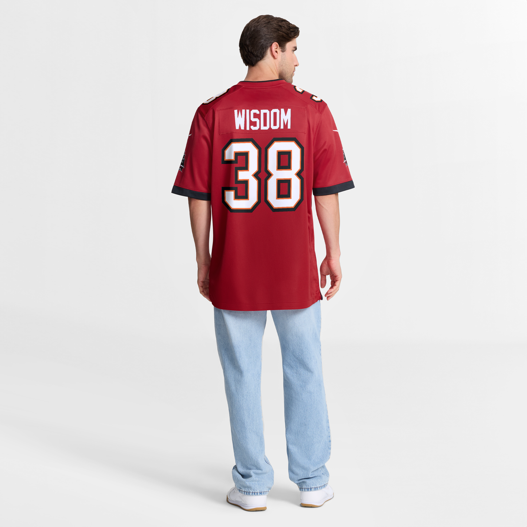 Tampa Bay Buccaneers Rashad Wisdom Red Team Game Jersey product image 8, provided for visual reference and product detail