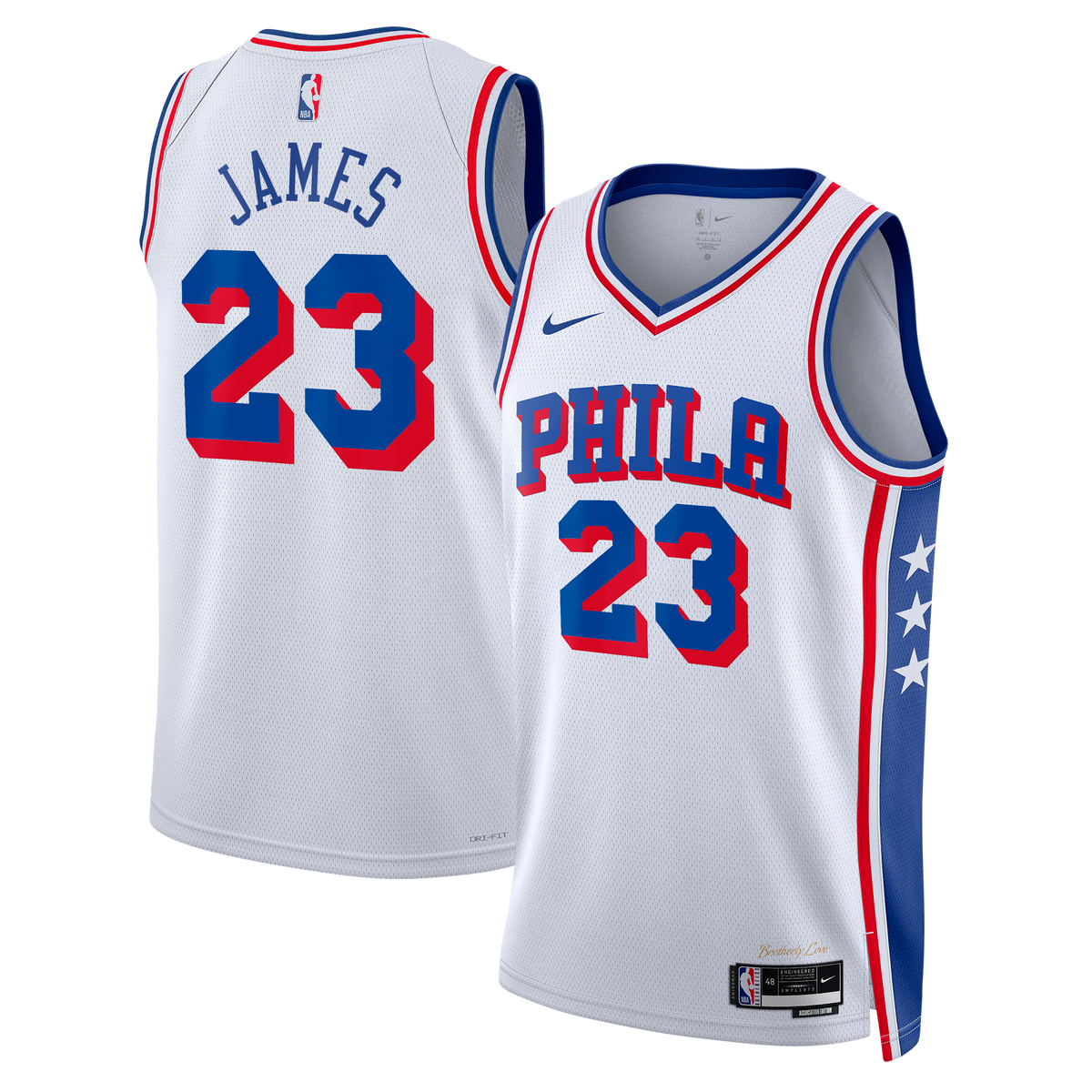 Philadelphia 76ers Association Edition Swingman Jersey - White - Lebron James - Unisex product image 1, provided for visual