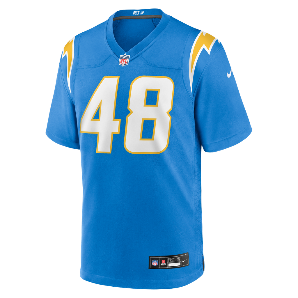 Los Angeles Chargers Bud Dupree Powder Blue Team Game Jersey product image 2, provided for visual reference and product