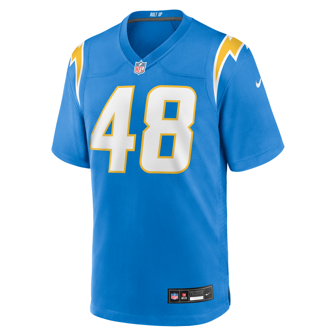Los Angeles Chargers Bud Dupree Powder Blue Team Game Jersey product image 2, provided for visual reference and product