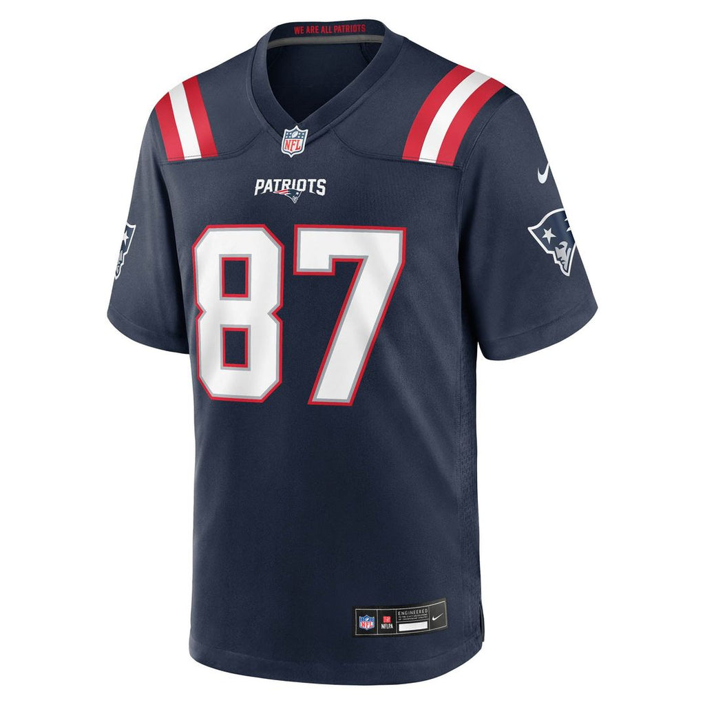 New England Patriots Romeo Doubs Navy Game Jersey product image 2, provided for visual reference and product detail review