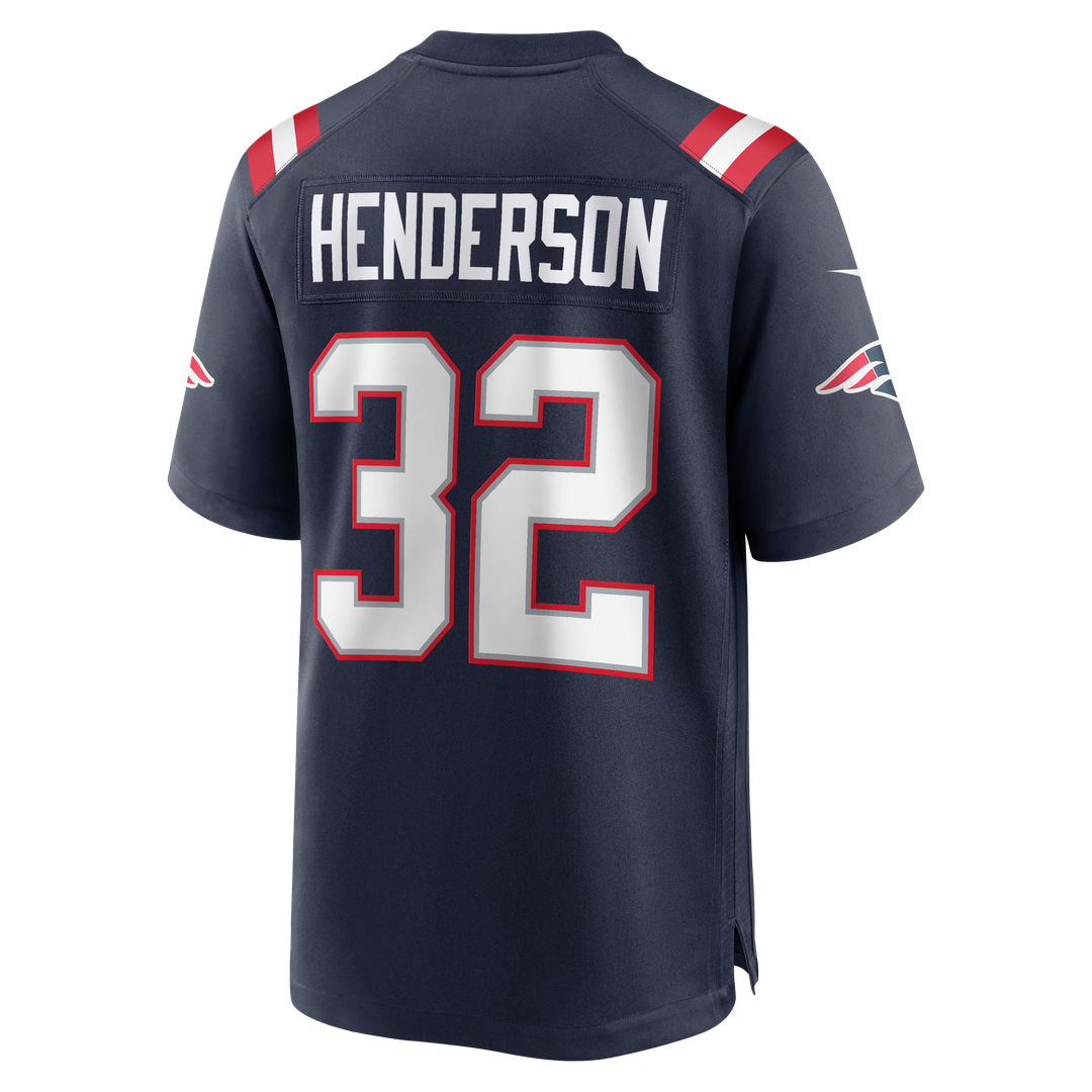New England Patriots TreVeyon Henderson Navy 2025 NFL Draft Game Jersey product image 3, provided for visual reference and