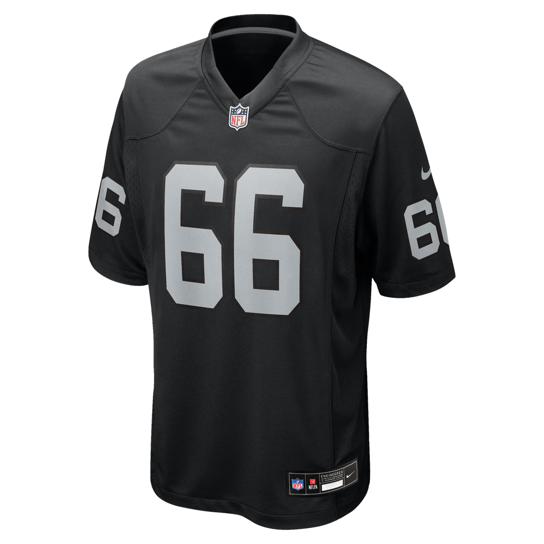 Las Vegas Raiders Dylan Parham Black Game Player Jersey product image 2, provided for visual reference and product detail